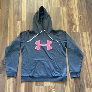 Under Armour / UA Storm Hoodie Dark Grey with Pink Brand emblem - Size M